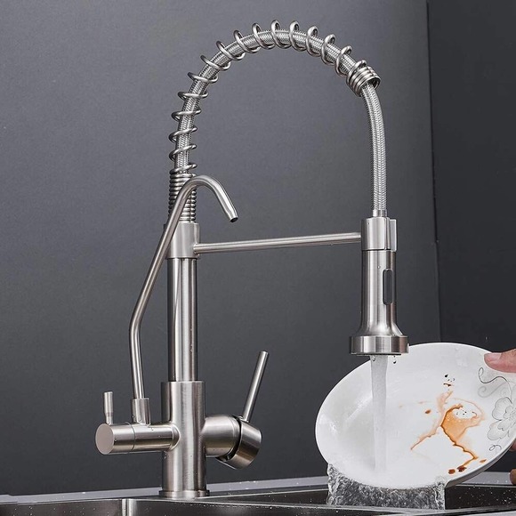 OWOFAN Commercial Faucet 3 in 1 brass brushed nickel 0192SN - Picture 7 of 7